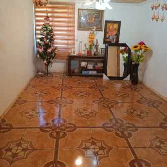 Living de casa en venta en Villa Centinela, San Fernando, con piso cerámico decorativo y revestimiento de madera en el cielo